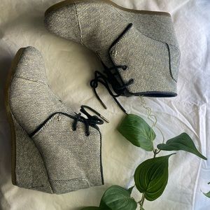 TOMS Grey Wedges Booties